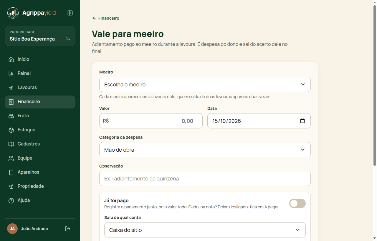 Vale para meeiro